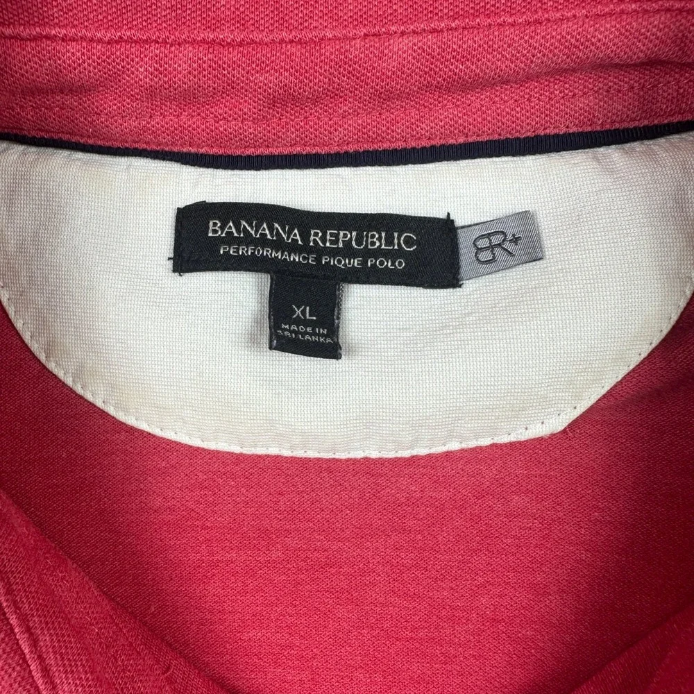 Banana Republic Performance Pique Polo Mens XL Red Short Sleeve Pocket Stretch‎